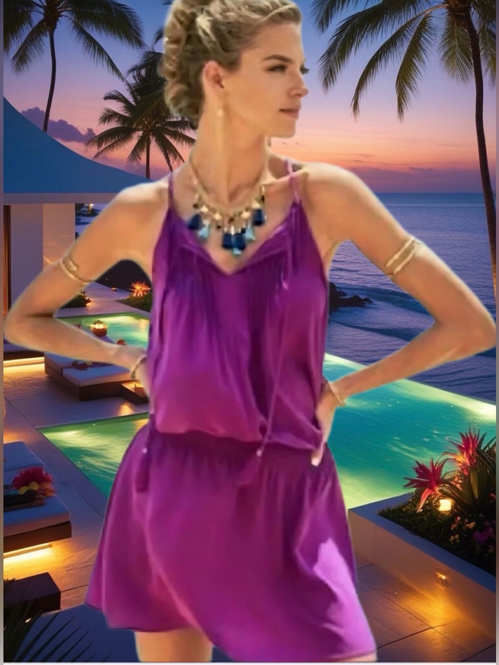Lilly Pulitzer NWT Minda Silk Dress Paradise Purple ☔️ Size XL